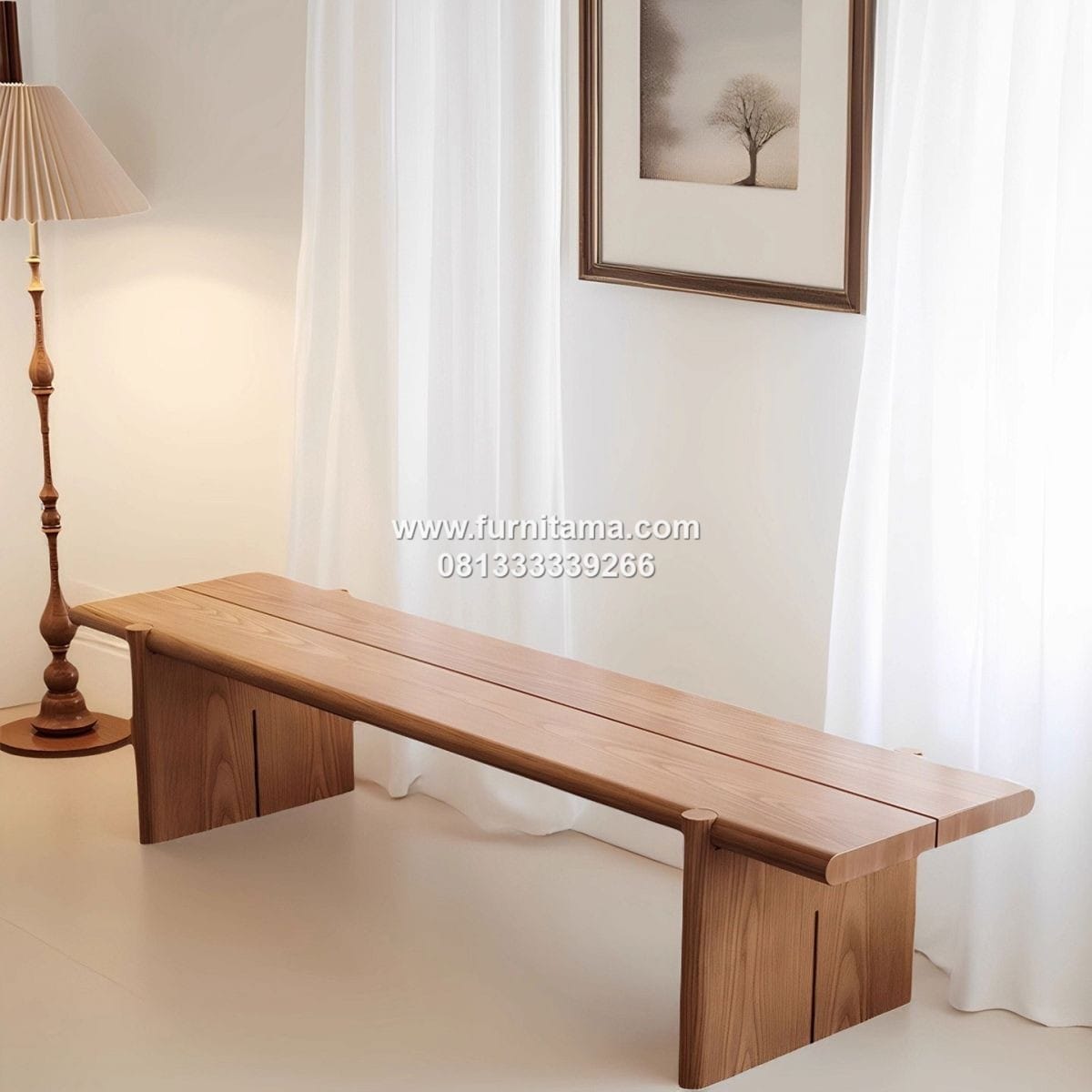 Bangku Kayu Jati Untuk Indoor Warna Natural