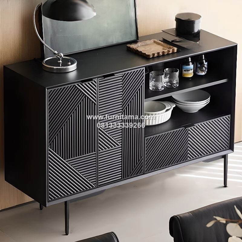 Bufet Dapur Minimalis Dengan Rak Penyimpanan
