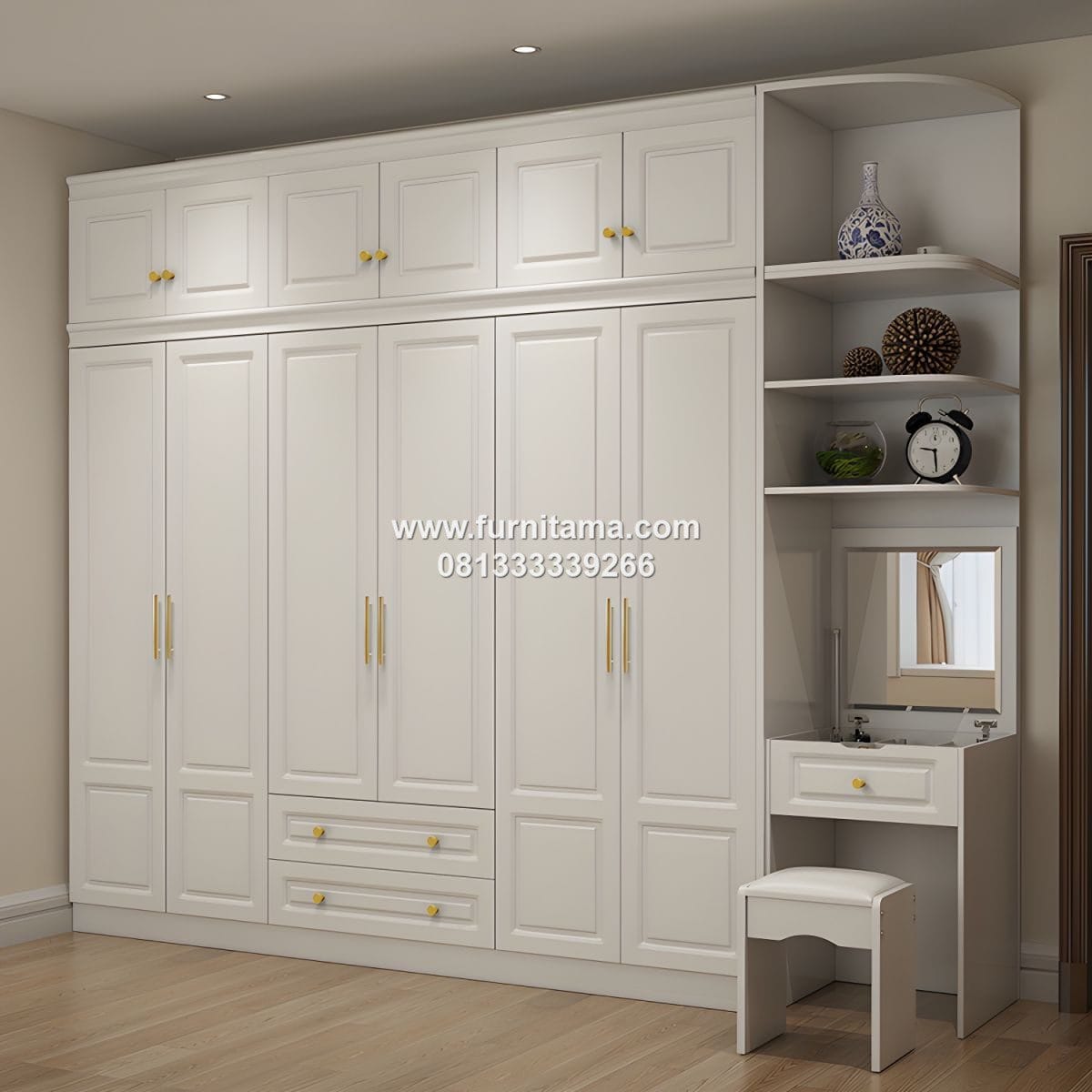 Lemari Pakaian Besar Desain Minimalis Modern 6 Pintu