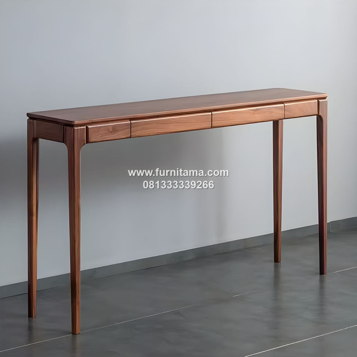 Meja Konsol Gaya Mid-Century Modern dengan 2 Laci