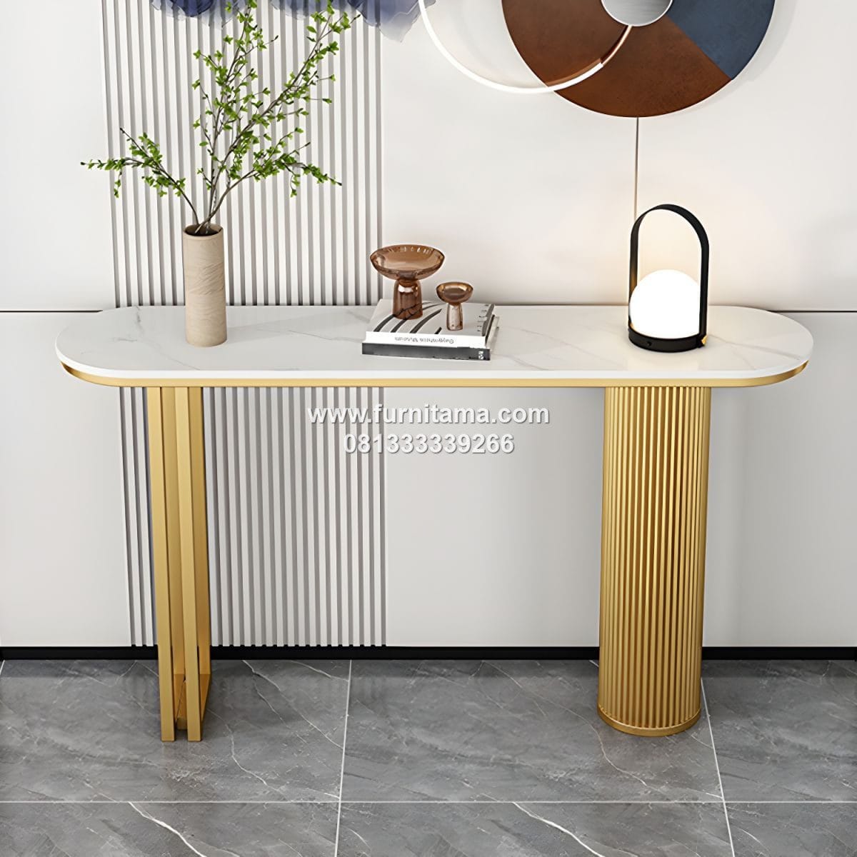 Meja Konsol Sofa Modern Top Marmer