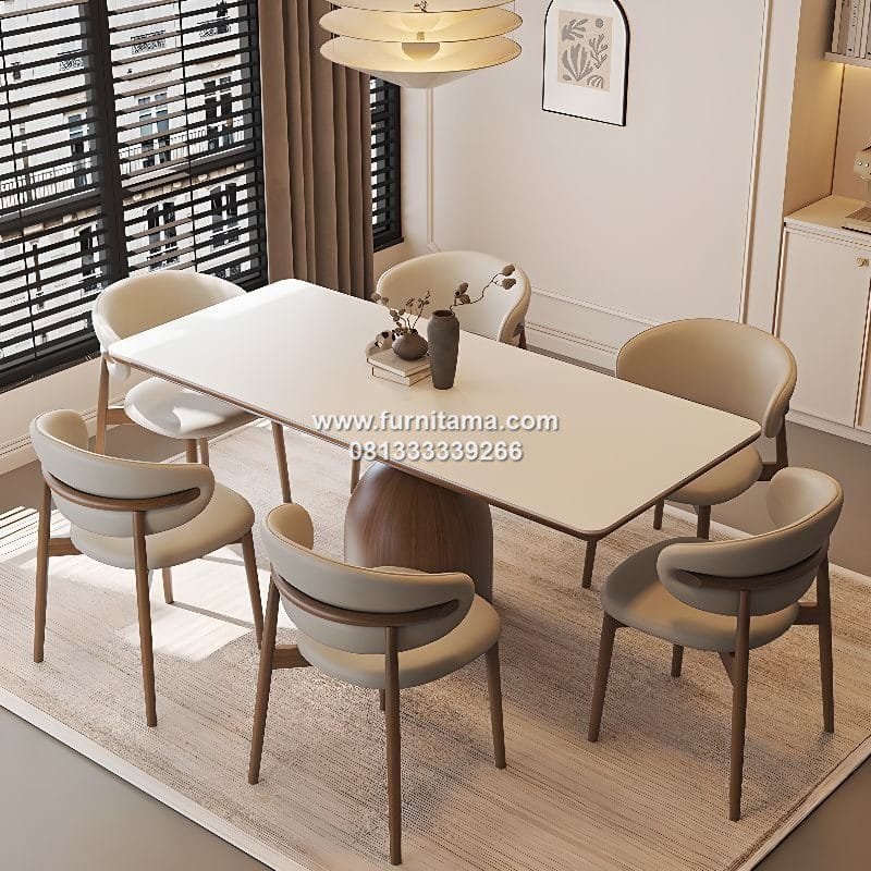 Meja Makan Minimalis Modern Desain Eksklusif 6 Kursi
