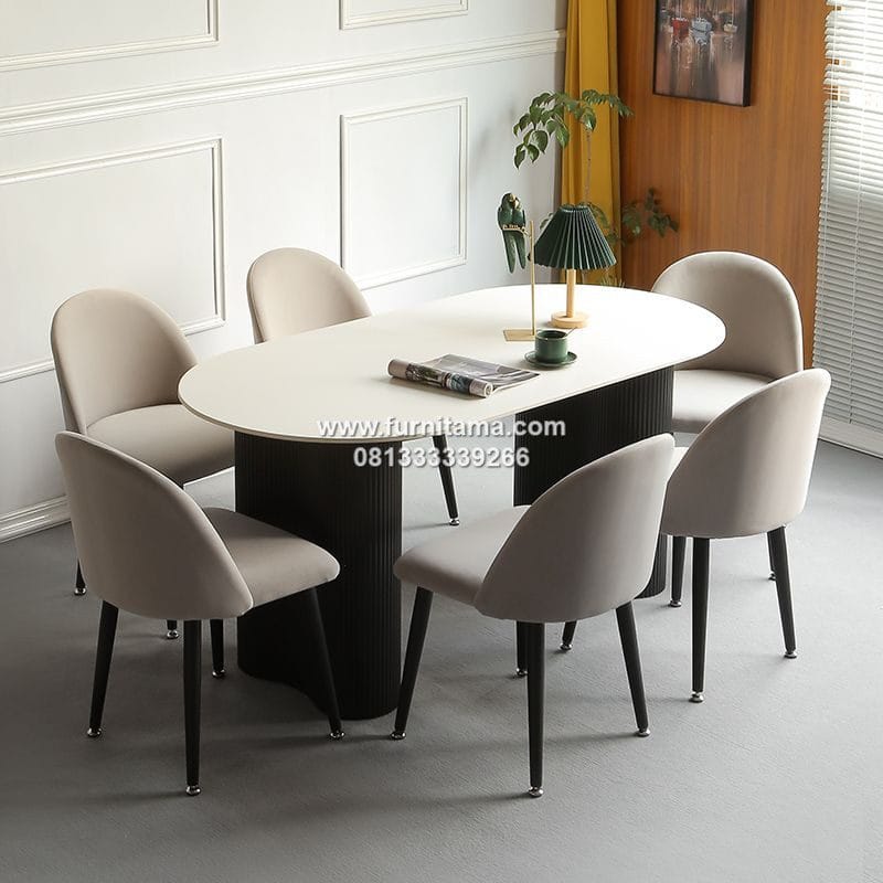 Meja Makan Modern Minimalis Rumah Mewah 6 Kursi