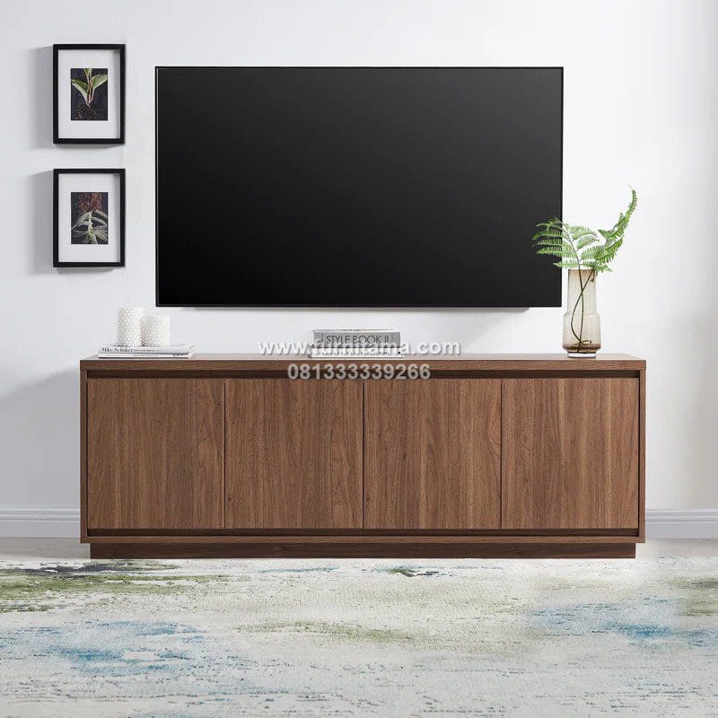 Meja TV Minimalis Kayu Jati Modern Elegan