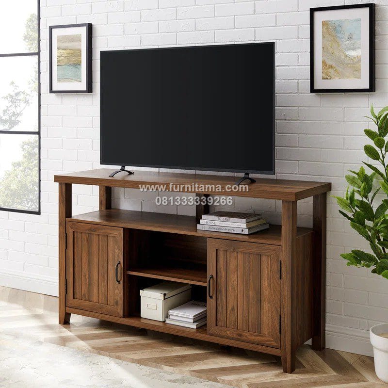 Meja TV Minimalis Kayu Jati Untuk Apartemen