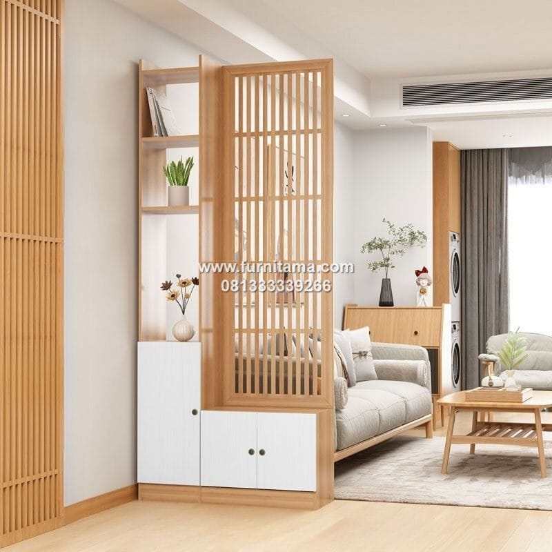 Partisi Ruang Tamu Minimalis Modern Dengan Penyimpanan