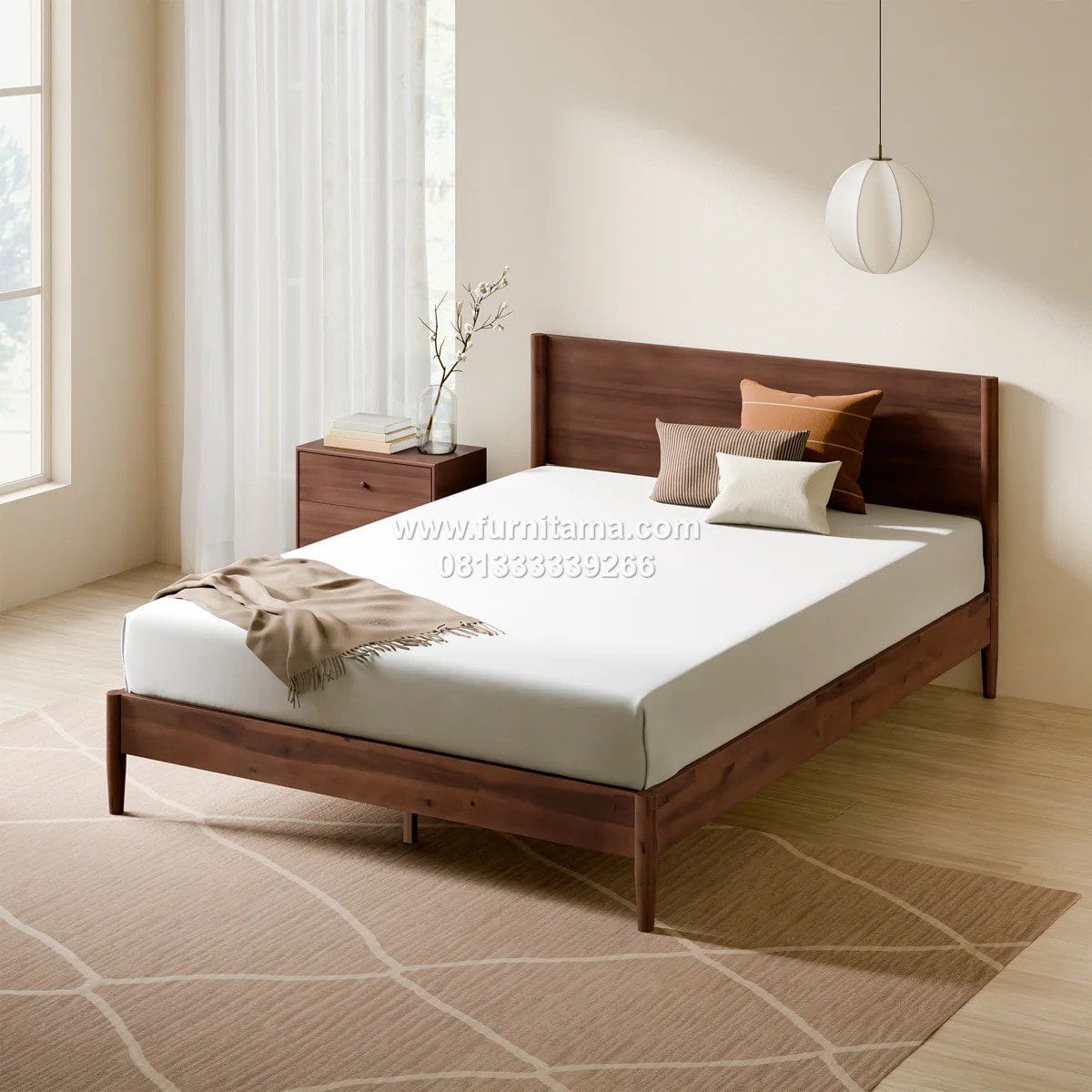 Tempat Tidur Kayu Minimalis Model Elegan Serasi Interior Modern