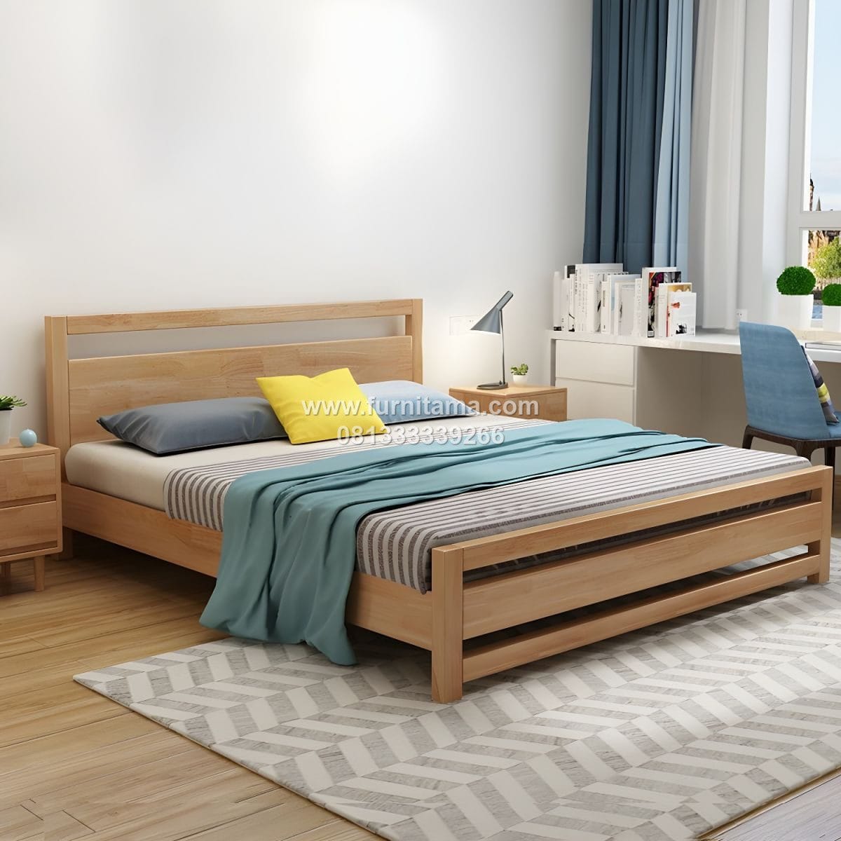 Tempat Tidur Kayu Minimalis Sudut Rapi