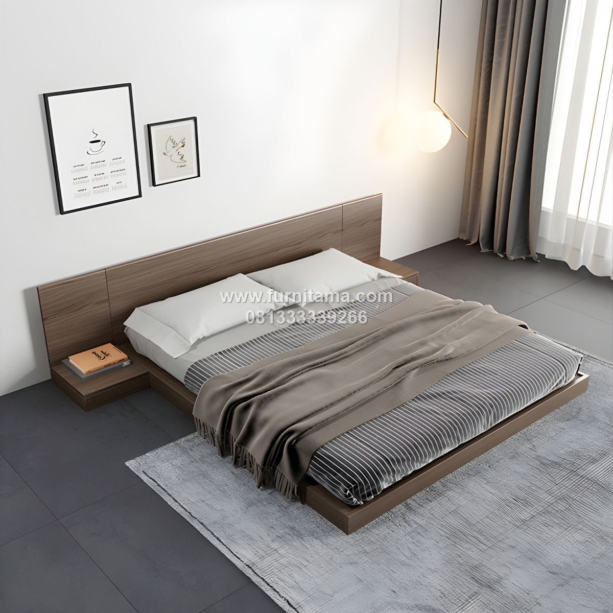 Tempat Tidur Minimalis Lesehan Dengan Nakas